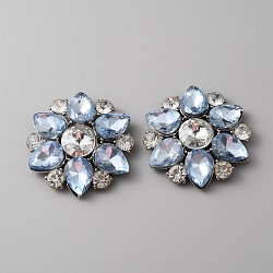 Alloy Rhinestone Shoe Decoration, Detachable Shoe Buckle Clips, Flower Pattern, 51.5x53.5x10mm(AJEW-WH0401-11A)