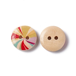 Lovely 2-hole Basic Sewing Button, Wooden Buttons, Colorful, about 15mm in diameter, 100pcs/bag(NNA0YW4)