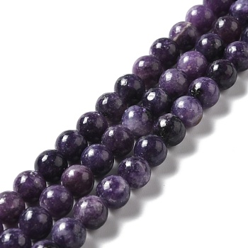 Natural Lepidolite/Purple Mica Stone Beads Strands, Round, 8~8.5mm, Hole: 1.2mm, about 45pcs/strand, 14.88''(37.8cm)
