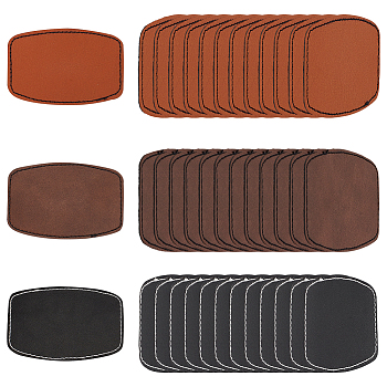 39Pcs 3 Colors PU Imitation Leather Blank Sublimation Clothes Labels, Iron on Tags, Rectangle, Mixed Color, 76x50~51x1.3mm, 13pcs/color