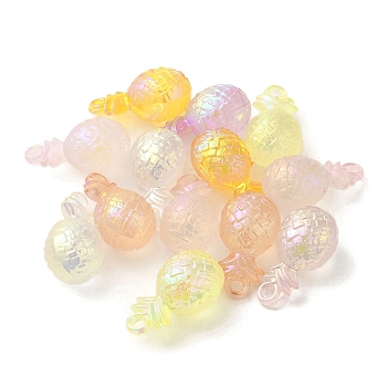 UV Plated Acrylic Beads, Glow in the Dark, Luminous Pineapple, Mixed Color, 29.5x16x14.5mm, Hole: 3.6mm