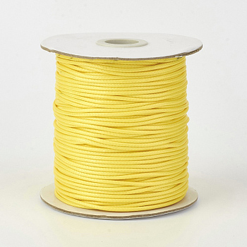 Eco-Friendly Korean Waxed Polyester Cord, Yellow, 0.8mm, about 174.97 yards(160m)/roll