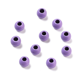 Spray Painted 202 Stainless Steel Beads, Round, Medium Purple, 4x3mm, Hole: 1.5mm