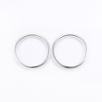201 Stainless Steel Linking Rings, Ring, Stainless Steel Color, 20x0.8mm, 17mm Inner Diameter