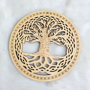Wooden Hollow Coaster, Wood Cup Mat, Tree of Life, 150mm