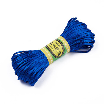 Polyester Rattail Satin Cord, for Chinese Knotting, Jewelry Making, Blue, 2mm, about 21.87 yards(20m)/bundle, 6bundles/bag