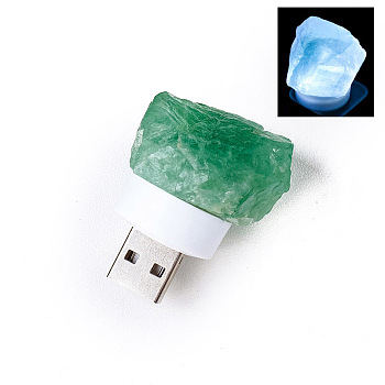 Nuggets Natural Fluorite USB Night Light, Healing Raw Stone Night Lamp for Bedroom Home Decor, 30~40mm