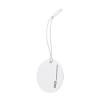 Paper Price Tags, with Elastic Cord, Oval, WhiteSmoke, 8.3~8.9cm, Oval: 31x24x0.3mm
