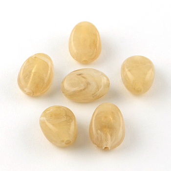 Oval Imitation Gemstone Acrylic Beads, Dark Khaki, 18x13x9.5mm, Hole: 2mm, about 310pcs/500g