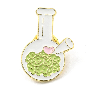 Flask Enamel Pins, Science Lab Themed Alloy Badge, Golden, Green Yellow, 29.5x20x2mm