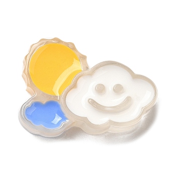 Translucent Resin Cabochons, with Enamel, Cloud, 19.5x27x8mm