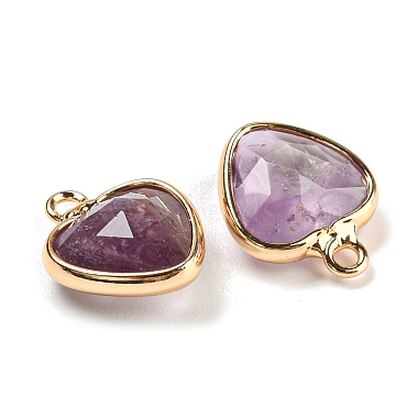 Natural Amethyst Faceted Heart Charms(G-Q006-07G-10)-2