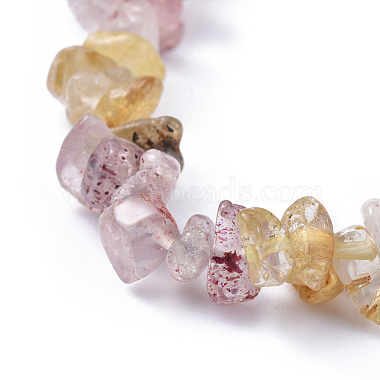 Bracelets extensibles en copeaux de quartz de quartz rutiles et de fraises en or naturel(BJEW-JB04490-02)-2