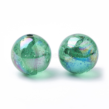 Perles acryliques transparentes plaquées ab-color avec poudre de paillettes(X-TACR-R136-03)-2