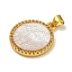 Rack Plating Brass Micro Pave Clear Cubic Zirconia Flat Round Pendants(KK-U025-10G-07)-2