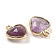 Natural Amethyst Faceted Heart Charms(G-Q006-07G-10)-2