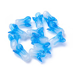 Handmade Lampwork Beads, Chinese Cabbage, Deep Sky Blue, 19~21x12~14mm, Hole: 1.6mm(LAMP-L075-092A)