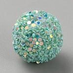 Opaque Acrylic Beads, Round, Turquoise, 15.5x14.5mm, Hole: 2.3mm(MACR-WH0010-12K)