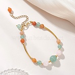 Adjustable Natural Rose Quartz, Red Aventurine and Green Aventurine Beaded Bracelets, Mixed Color, 7.60 inch(19.3cm)(BJEW-JB13034)