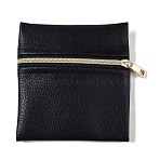 Imitation Leather Jewelry Storage Zipper Bags, for Earrings, Rings, Bracelets, Square, Black, 10x10x0.7cm(ABAG-G016-01B-05)