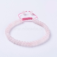 Adjustable Nylon Cord Braided Bead Bracelets, with Natural Rose Quartz Beads, 2-1/4 inch~2-7/8 inch(5.8~7.2cm)(BJEW-F369-B04)