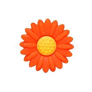Food Grade Eco-Friendly Silicone Focal Beads, Chewing Beads For Teethers, DIY Nursing Necklaces Making, Daisy, Orange Red, 20x20mm(FIND-PW0005-04O)