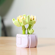 Plastic Succulent Flowers Plant Building Blocks DIY Toy Set, Succulents Bonsai Model, for Gift Home Decor, Yellow Green, 55x65x90mm(DIY-I077-02)