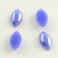 Pearlized Plated Opaque Glass Cabochons, Horse Eye, Cornflower Blue, 14x7x3.5mm(PORC-S779-7x14-10)