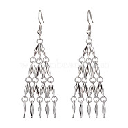 Non-Tarnish 304 Stainless Steel Bar Link Chain Dangel Earrings, Tassel Chandelier Earrings for Women, Stainless Steel Color, 68x21mm(EJEW-JE05839-02)