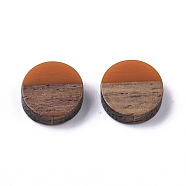 Resin & Wood Cabochons, Flat Round, Chocolate, 10x2.5~4mm(RESI-S358-70-H47)
