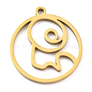 304 Stainless Steel Pendants, Real 18K Gold Plated, Laser Cut, Flat Round with 12 Constellations Sign Charm, Capricorn, 22x20x1mm, Hole: 1.6mm(STAS-Z043-01J)