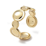 304 Stainless Steel Open Cuff Ring Components, Bezel Cup Ring Settings, Flat Round, Real 14K Gold Plated, US Size 7 1/4(17.5mm), Tray: 3mm(STAS-F301-17G)
