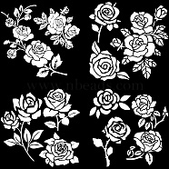 4Pcs 4 Styles PET Waterproof Self-adhesive Car Stickers, Reflective Decals for Car, Motorcycle Decoration, June Rose, 200x200mm, 1pc/style(DIY-WH0308-225A-033)