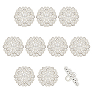 10Pcs 1-Hole Alloy Shank Buttons, with Plastic Imitation Pearls Bead, Flower, Silver, 17x18.5x9mm, Hole: 2.2mm(BUTT-FG0001-33)