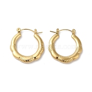 Rack Plating 304 Stainless Hoop Earrings for Women, Double Horn, Real 18K Gold Plated, 25x24x3mm(EJEW-Z026-37G)