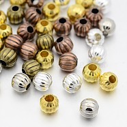 Iron Corrugated Beads, Round, Mixed Color, 6mm, Hole: 2mm, about 650pcs/200g(IFIN-X0030-6mm)