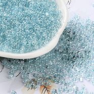 Glass Seed Beads, Transparent Colours Luster, Peanut, Light Sky Blue, 4~4.5x2~2.5x2~2.5mm, Hole: 0.8~0.9mm, about 10000pcs/pound(SEED-L011-05B-07)