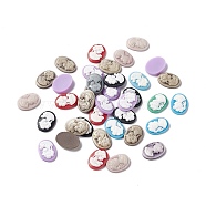Cameos Opaque Resin Cabochons, Oval with Women, Mixed Color, 17.5~18x13x3.5mm(X-RESI-C016-01A)