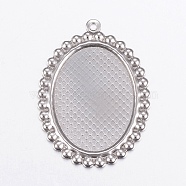 304 Stainless Steel Enamel Pendant Settings, Oval, Stainless Steel Color, 35x26x1mm, Hole: 1.5mm(STAS-G172-33P)