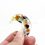 Resin Home Display Decorations, with Natural Agate Chips Inside, Moon, 34x27x3mm(G-PW0005-11B)