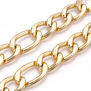 Aluminum Faceted Figaro Chain, Diamond Cut, Unwelded, Light Gold, 26x15x3.5mm, Small oval: 21x14.5x3.5mm(CHA-N003-34KCG)