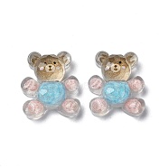 Transparent Epoxy Resin Decoden Cabochons, with Glitter Powder, Bear, Colorful, 21x18x7.5mm(CRES-I030-15A)