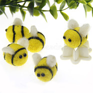 Bees Handmade Wool Felt Ornament Accessories, for DIY Children Hair Tie, Yellow, 27mm(PW-WG93258-01)