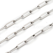 3.28 Feet 304 Stainless Steel Paperclip Chains, Drawn Elongated Cable Chains, Soldered, Stainless Steel Color, 9x3x0.8mm(X-STAS-H111-04P-B)