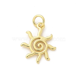 Brass Pendants, Sun Charms, Rack Plating, Long-Lasting Plated, Lead Free & Cadmium Free, with Jump Ring, Real 18K Gold Plated, 16.5x13.5x1.2mm, Hole: 3.3mm(KK-S511-21G)