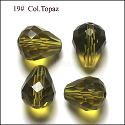 Imitation Austrian Crystal Beads, Grade AAA, K9 Glass, Faceted, Drop, Olive, 10x12mm, Hole: 0.9~1.5mm(SWAR-F062-12x10mm-19)