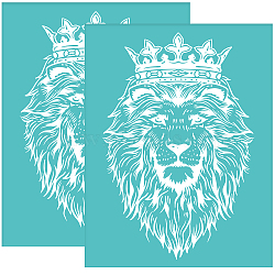 Self-Adhesive Silk Screen Printing Stencil, for Painting on Wood, DIY Decoration T-Shirt Fabric, Turquoise, Lion Pattern, 220x280mm(DIY-WH0338-046)
