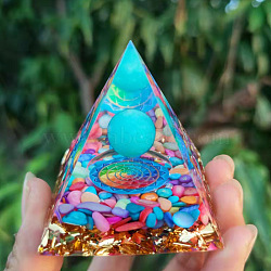 Orgonite Pyramid Resin Energy Generators, Reiki Natural Shell Chips Inside for Home Office Desk Decoration, 50mm(PW-WG03459-01)