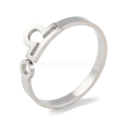 Non-Tarnish Constellations 304 Stainless Steel Open Cuff Ring for Women, Stainless Steel Color, Libra, Inner Diameter: 17.5~18.5mm(RJEW-L122-001P-01)