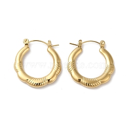 Rack Plating 304 Stainless Hoop Earrings for Women, Double Horn, Real 18K Gold Plated, 25x24x3mm(EJEW-Z026-37G)